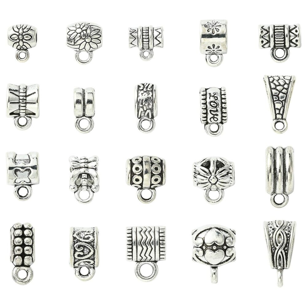 4440 100 Pcs 20 Styles Antique Silver Tube Alloy Charms Vintage Spacer Bead